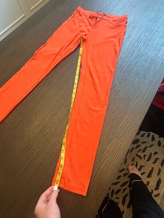 Bright Orange Stretch Skinny Pants Dinamit Golden Jeans 25 Italian - Picture 5 of 10